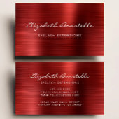 Red Brushed Metal Script Lash Extension Visitekaartje