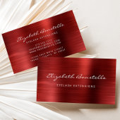 Red Brushed Metal Script Lash Extension Visitekaartje