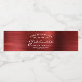 Red Brushed Metal White Script Gold Pet Afstuderen Waterfles Etiket (Enkel label)