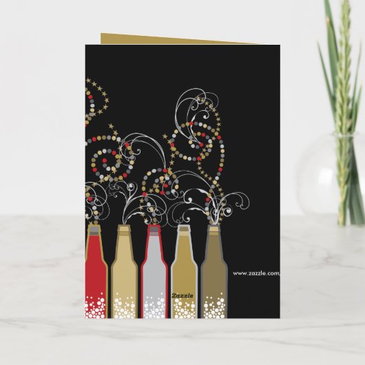 Red Bubble Bottles nieuwjaarsfeest Feestdagen Kaart (Achterkant)