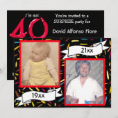 Red Bubble Letter 40th Birthday Celebration Kaart (Voorkant / Achterkant)