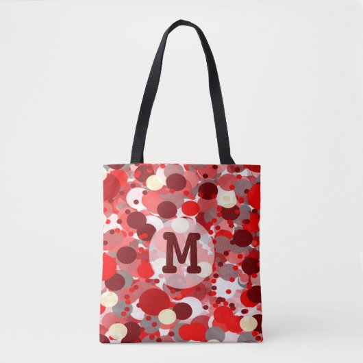 Red Bubbles Patroon met uw monogram Draagtas (Voorkant)