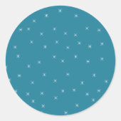  Red Buck Deer Aqua Birch Tree Snowflake Ronde Sticker (Voorkant)