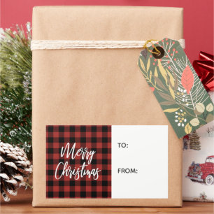 Red Buffalo Check Joyeux Noël Étiquette cadeau de 