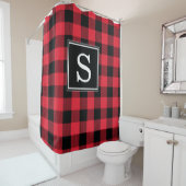 Red Buffalo Check Monogramme Douche Rideau (En situation)