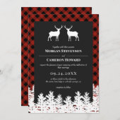 Red Buffalo Check Rustic Deer Bucks Weddenschap Kaart (Voorkant / Achterkant)