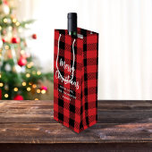 Red Buffalo Check Vrolijk Kerstfeest Wijn Cadeautas