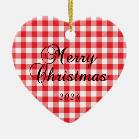 Red Buffalo Check Vrolijk Kerstpaar Foto Keramisch Ornament (Voorkant)