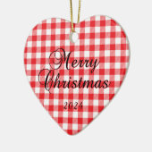 Red Buffalo Check Vrolijk Kerstpaar Foto Keramisch Ornament (Links)