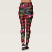 Red Buffalo Check Waterverf Holly Christmas Leggings (Achterkant)