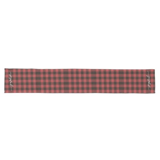 Red Buffalo met vrolijk kerstscript Lange Tafelloper (Horizontaal)