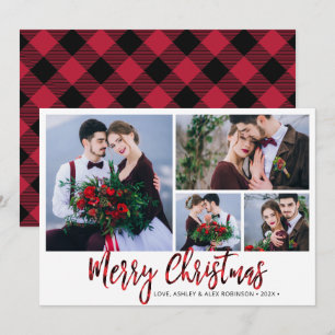 Red Buffalo Plaid 4 Fotocollage Kerstmis Feestdagenkaart