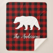 Red Buffalo Plaid & Bear | Nom personnel Cadeau (Devant)