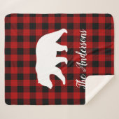 Red Buffalo Plaid & Bear | Nom personnel Cadeau (Devant (Horizontal))