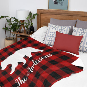 Red Buffalo Plaid & Bear Nom personnel Cadeau
