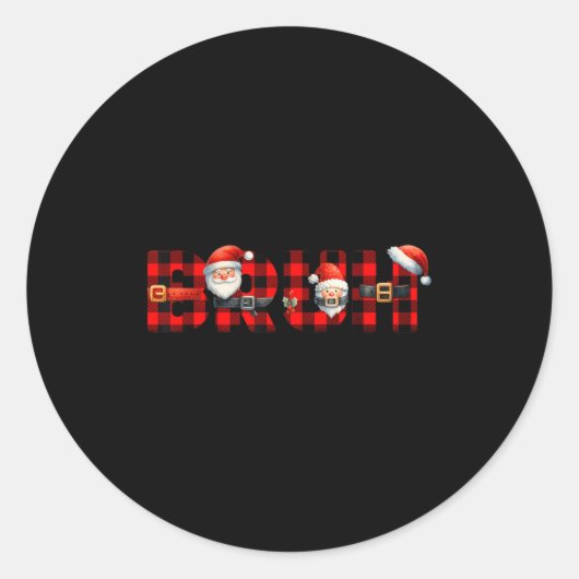Red Buffalo Plaid Bruh Christmas Xmas Pajamas Boys Ronde Sticker (Voorkant)