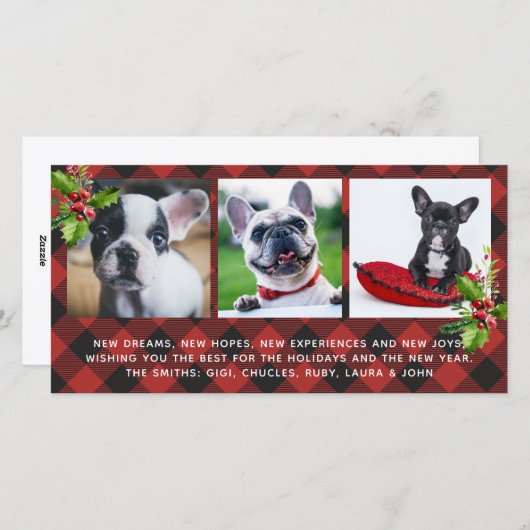 Red Buffalo Plaid Carte photo (Devant / Derrière)