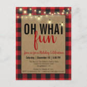 Red Buffalo Plaid Check Fun Holiday Party Uitnodig Feestdagenkaart (Voorkant)