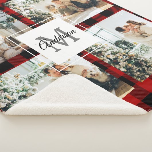 Red Buffalo Plaid & Collage Photo Avec Initiale (3/4)
