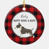 Red Buffalo Plaid Custom Pitt Bull Dog Ornament (Achterkant)