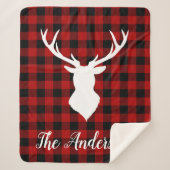 Red Buffalo Plaid & Deer | Nom personnel Cadeau (Devant)