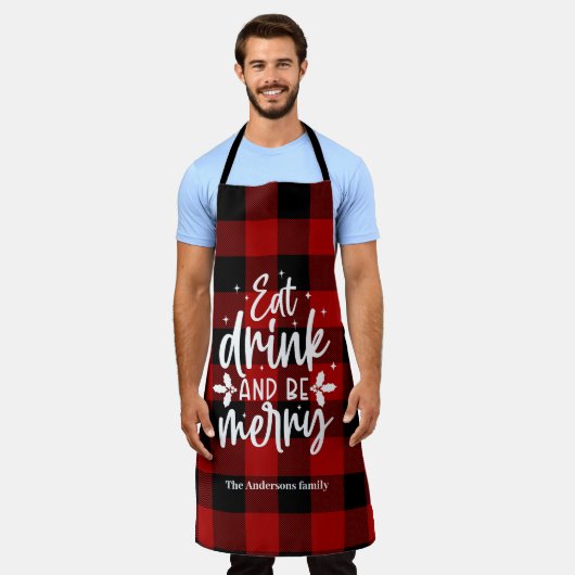 Red Buffalo Plaid“Eat, Drink & Be Merry" Schort (Gedragen)