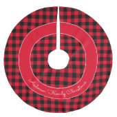 Red Buffalo Plaid familienaam Rustic Christmas Kerstboom Rok (Voorkant)