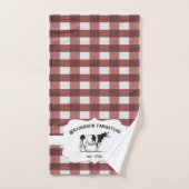 Red Buffalo Plaid Farm Vache Serviette ensemble (Serviette à main)