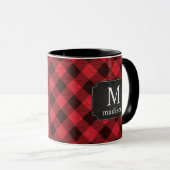 Red Buffalo Plaid Flanel Monogrammed Naam Mok (Voorkant rechts)