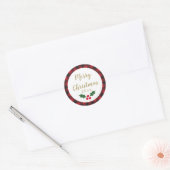 Red Buffalo Plaid Goud Vrolijk Kerstfeest 2021 Ronde Sticker (Envelop)