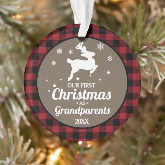 Red Buffalo Plaid Grand-parents 1er Noël (Arbre)