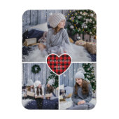 Red Buffalo Plaid Heart Sneeuwfoto Vrolijk Kerstfe Magneet (Verticaal)