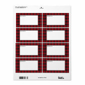 Red Buffalo Plaid Holiday Mailing Etiket (Full Sheet)