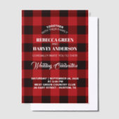 Red Buffalo plaid houthakker winterhut bruiloft Vellum Uitnodigingen (Offset)
