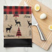 Red Buffalo Plaid & Joyeux Serviettes de cuisine d (Quart Plié)