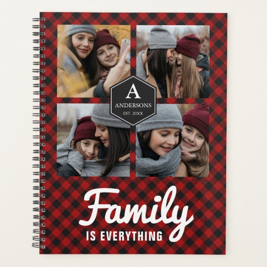 Red Buffalo Plaid Lumberjack Family Photo Collage (Devant)