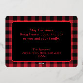 Red Buffalo Plaid Merry Christmas One Foto Folie Feestdagenkaart (Achterkant)