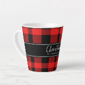 Red Buffalo Plaid Minimalistische Kerstmis familie Latte Mok (Linkerhoek)