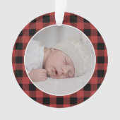 RED BUFFALO PLAID NAME Photo Christmas Keepsake (devant)