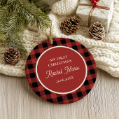 RED BUFFALO PLAID NAME Photo Christmas Keepsake
