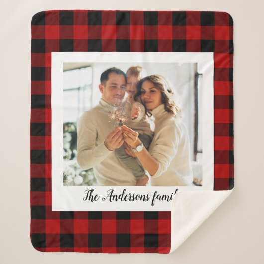 Red Buffalo Plaid & Nom Personnel Et Photo (Devant)