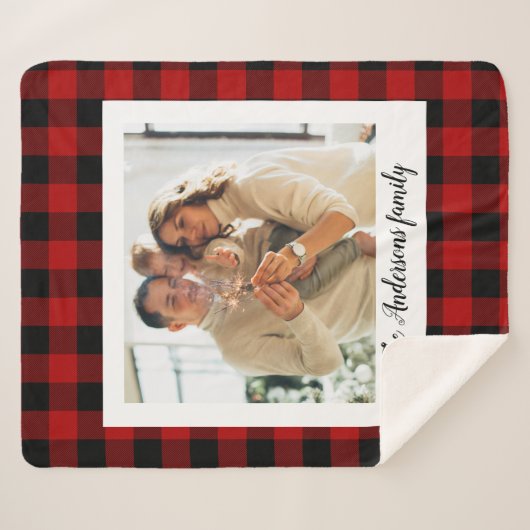 Red Buffalo Plaid & Nom Personnel Et Photo (Devant (Horizontal))