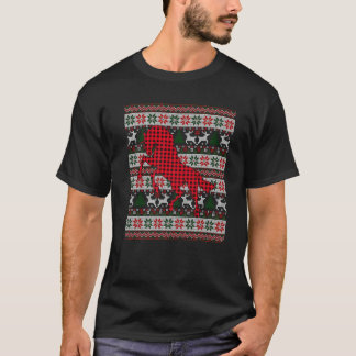 Red Buffalo Plaid Paard Lovers Lelijke Kerstmis Fa T-shirt