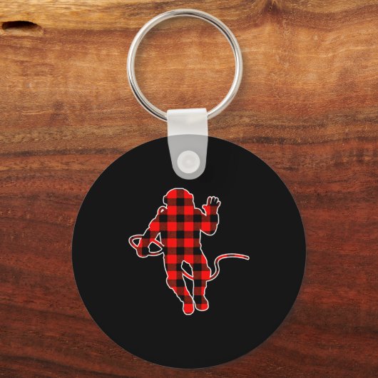 Red Buffalo Plaid Pajama Astronaut Christmas Sleutelhanger (Voorkant)