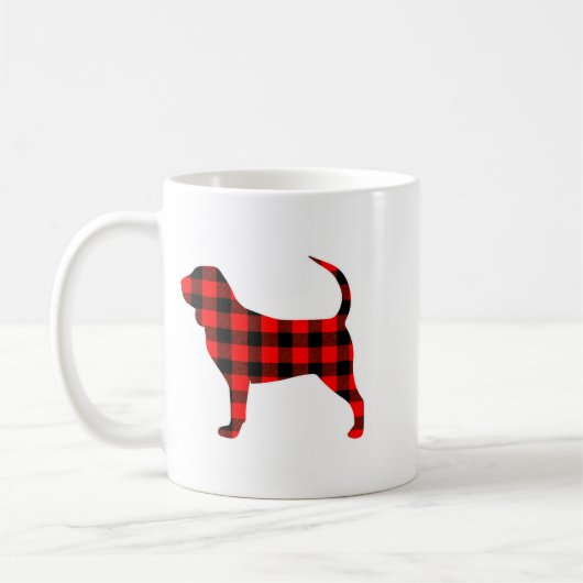 Red Buffalo Plaid Pajama Bloodhound Christmas Dog Koffiemok (Links)