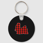 Red Buffalo Plaid Pajama Shih Tzu Christmas Dog Lo Sleutelhanger (Voorkant)