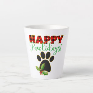 Red Buffalo Plaid Paw Print Kerst Latte Mok