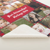 Red Buffalo Plaid Personalized 16 Photo Collage Sherpa Deken (3/4)
