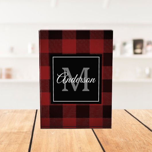 Red Buffalo Plaid | Persoonlijk Initiaal | Cadeauf Fotoblokken
