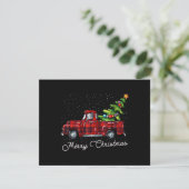 Red Buffalo Plaid Pickup Truck with Tree Merry Chr Informatiekaartje (Staand voorkant)